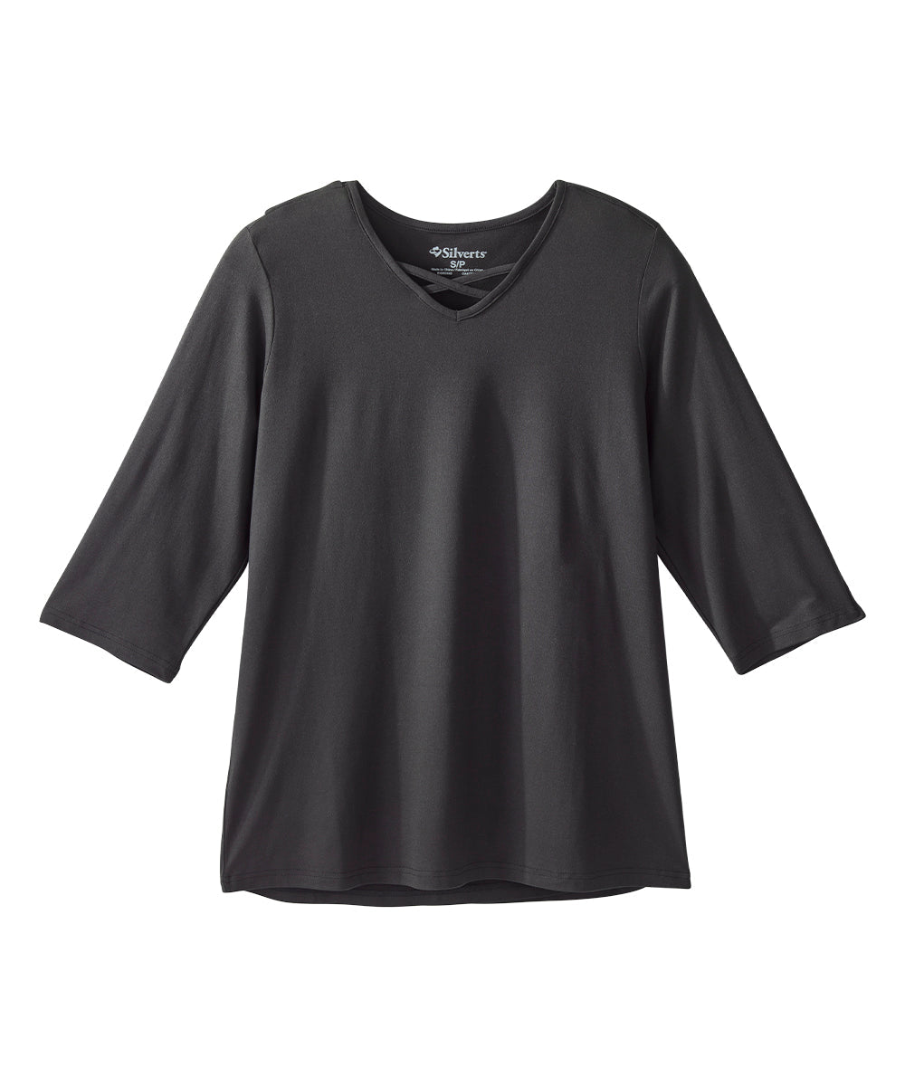 Buckle Black Strappy Wide Neck Top - Women's Shirts/Blouses in
