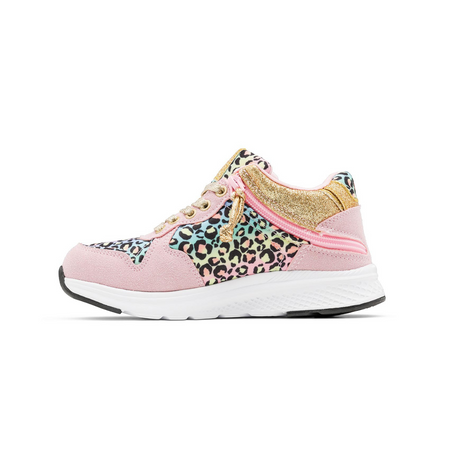 Girls Pink Leopard Lightweight Shoes with Rear Zipper Access