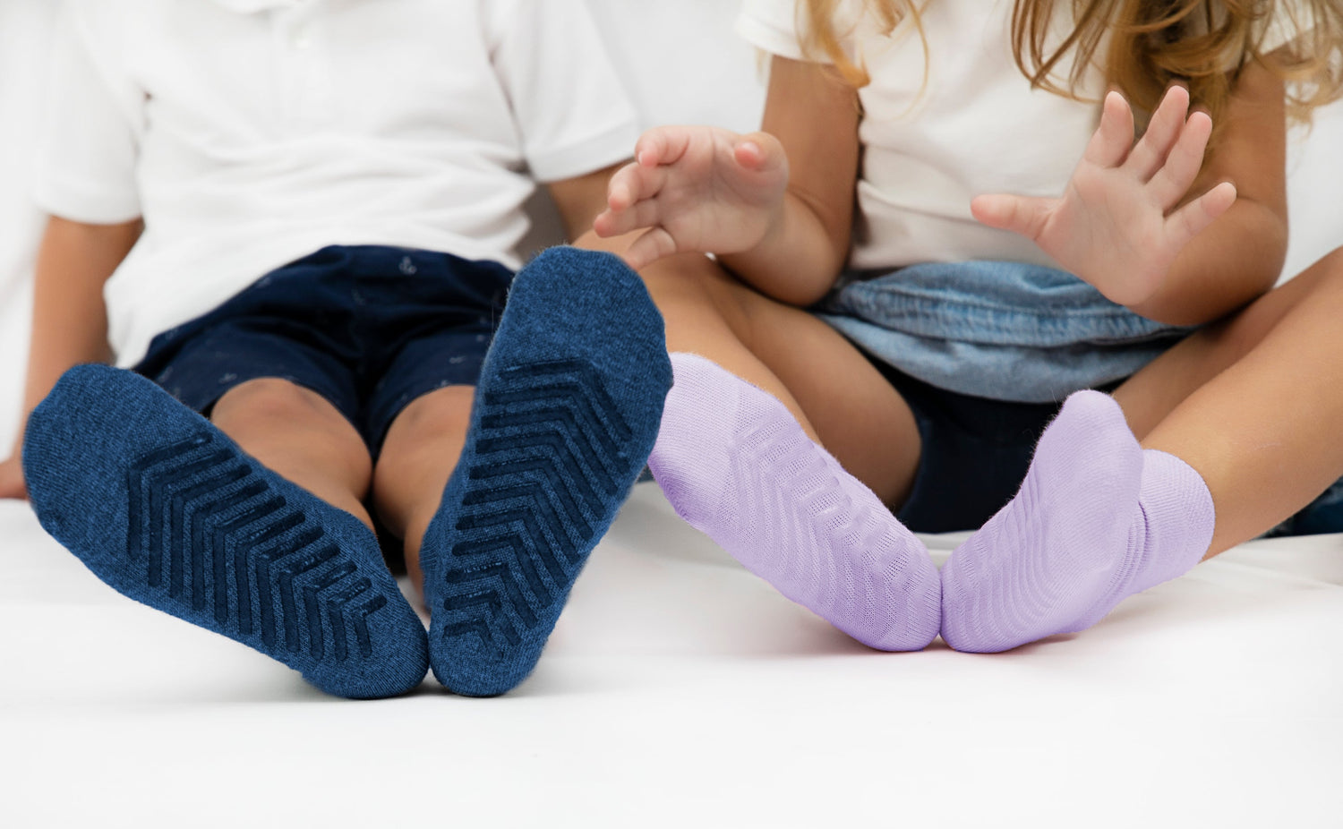 Blue/Black/Grey Grip Socks for Toddlers & Kids - 4 pairs