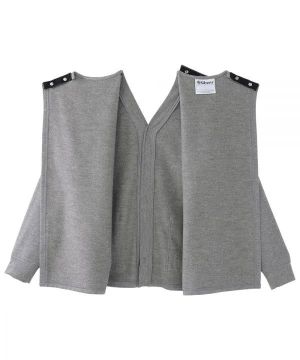 Heather grey fleece cardigan with full open back