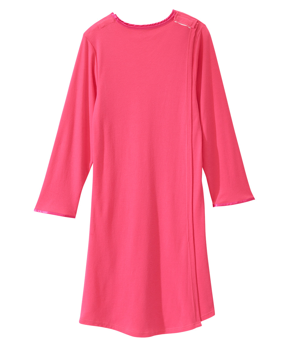 Women's Long Sleeve Nightgown with Back Overlap